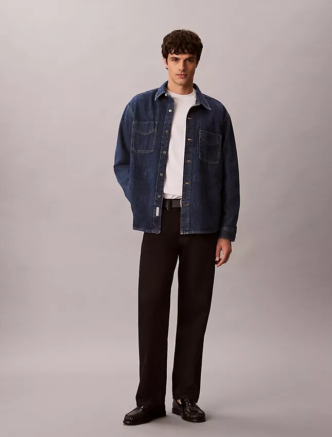 Denimowa koszula oversize z nadrukiem Monogramu 90S Denimowa koszula oversize z nadrukiem Monogramu 90S