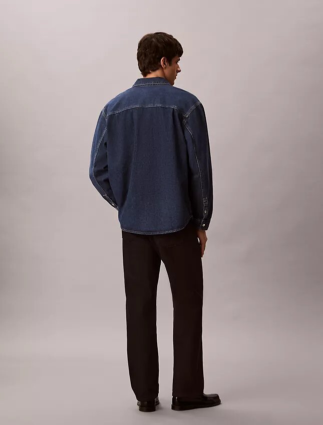 Denimowa koszula oversize z nadrukiem Monogramu 90S Denimowa koszula oversize z nadrukiem Monogramu 90S