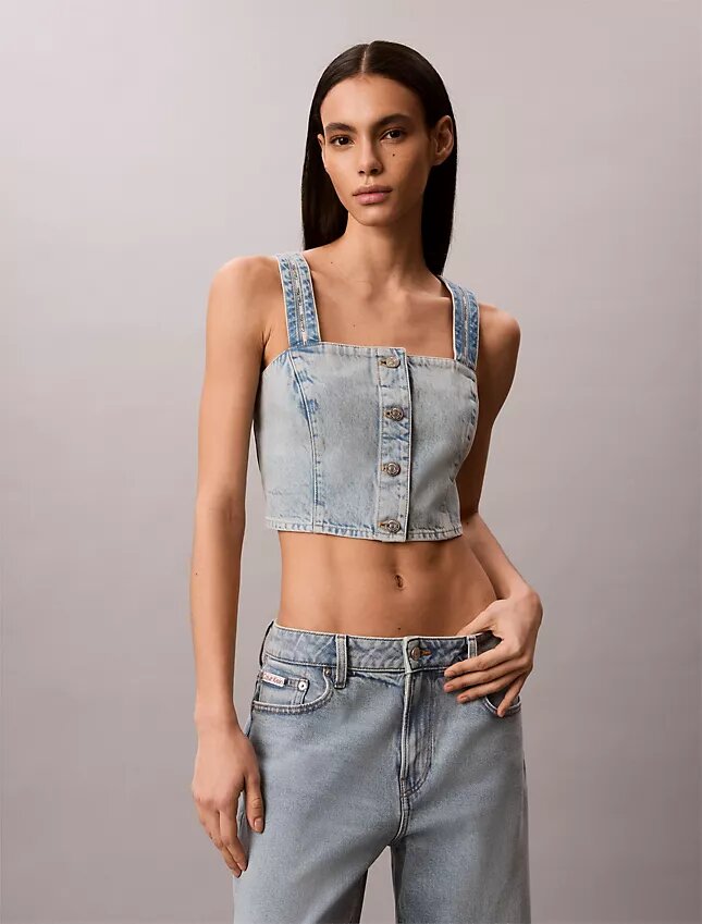 Denimowa koszulka bez rękawów w stylu trucker Denimowa koszulka bez rękawów w stylu trucker