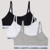 Dziewczynki Cotton Stretch 3 sztuk bawełnianych, elastycznych, krótkich Bralette bez podszewki