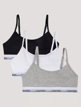 Dziewczynki Cotton Stretch 3 sztuk bawełnianych, elastycznych, krótkich Bralette bez podszewki