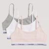 Dziewczynki Cotton Stretch 3 sztuk bawełnianych, elastycznych, krótkich Bralette bez podszewki