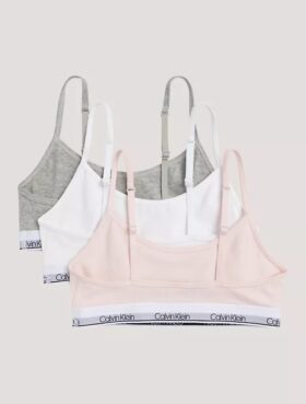 Dziewczynki Cotton Stretch 3 sztuk bawełnianych, elastycznych, krótkich Bralette bez podszewki