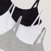 Dziewczynki Cotton Stretch 3 sztuk bawełnianych, elastycznych, krótkich Bralette bez podszewki