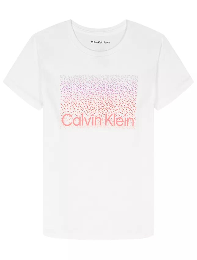 Dziewczynki klasyczna koszulka z nadrukiem logo w stylu ombre Dziewczynki klasyczna koszulka z nadrukiem logo w stylu ombre