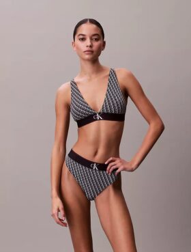 Elastyczny Bralette trójkątny z Microfiber z nadrukiem Monogramu i lekką podszewką Elastyczny Bralette trójkątny z Microfiber z nadrukiem Monogramu i lekką podszewką