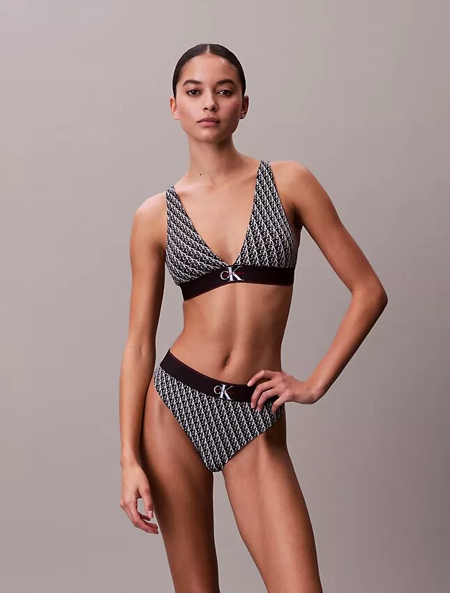 Elastyczny Bralette trójkątny z Microfiber z nadrukiem Monogramu i lekką podszewką Elastyczny Bralette trójkątny z Microfiber z nadrukiem Monogramu i lekką podszewką