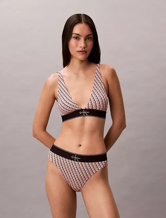 Elastyczny Bralette trójkątny z Microfiber z nadrukiem Monogramu i lekką podszewką Elastyczny Bralette trójkątny z Microfiber z nadrukiem Monogramu i lekką podszewką