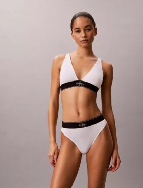 Elastyczny Bralette trójkątny z Microfiber z nadrukiem Monogramu i lekką podszewką Elastyczny Bralette trójkątny z Microfiber z nadrukiem Monogramu i lekką podszewką