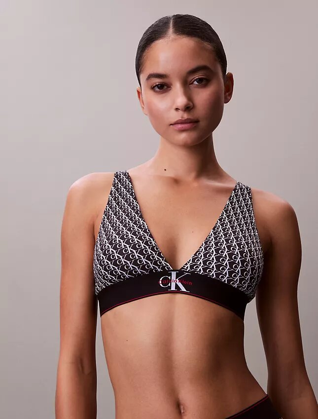 Elastyczny Bralette trójkątny z Microfiber z nadrukiem Monogramu i lekką podszewką Elastyczny Bralette trójkątny z Microfiber z nadrukiem Monogramu i lekką podszewką