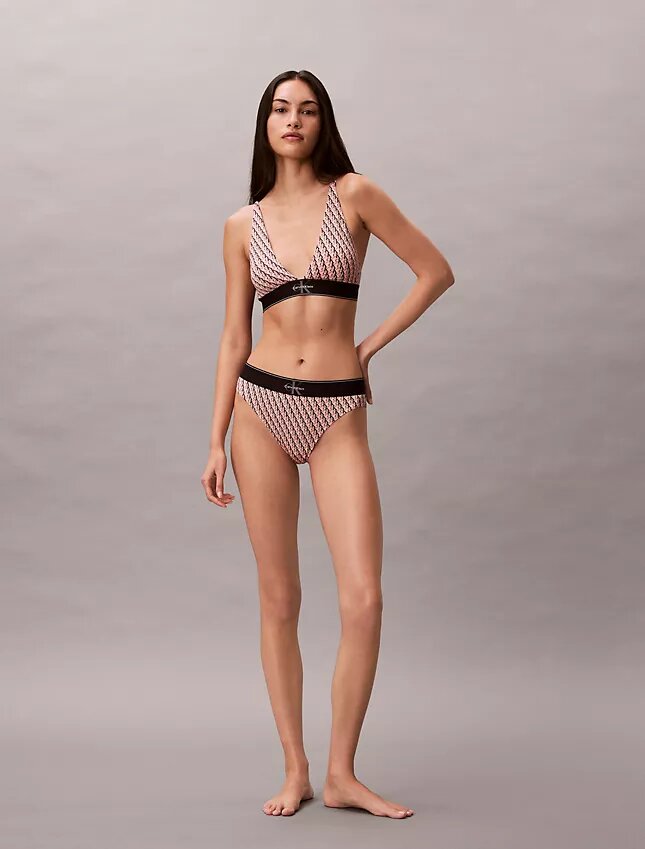 Elastyczny Bralette trójkątny z Microfiber z nadrukiem Monogramu i lekką podszewką Elastyczny Bralette trójkątny z Microfiber z nadrukiem Monogramu i lekką podszewką