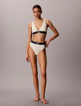 Elastyczny Bralette trójkątny z Microfiber z nadrukiem Monogramu i lekką podszewką Elastyczny Bralette trójkątny z Microfiber z nadrukiem Monogramu i lekką podszewką