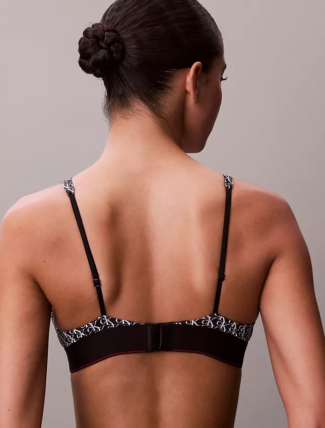 Elastyczny Bralette trójkątny z Microfiber z nadrukiem Monogramu i lekką podszewką Elastyczny Bralette trójkątny z Microfiber z nadrukiem Monogramu i lekką podszewką