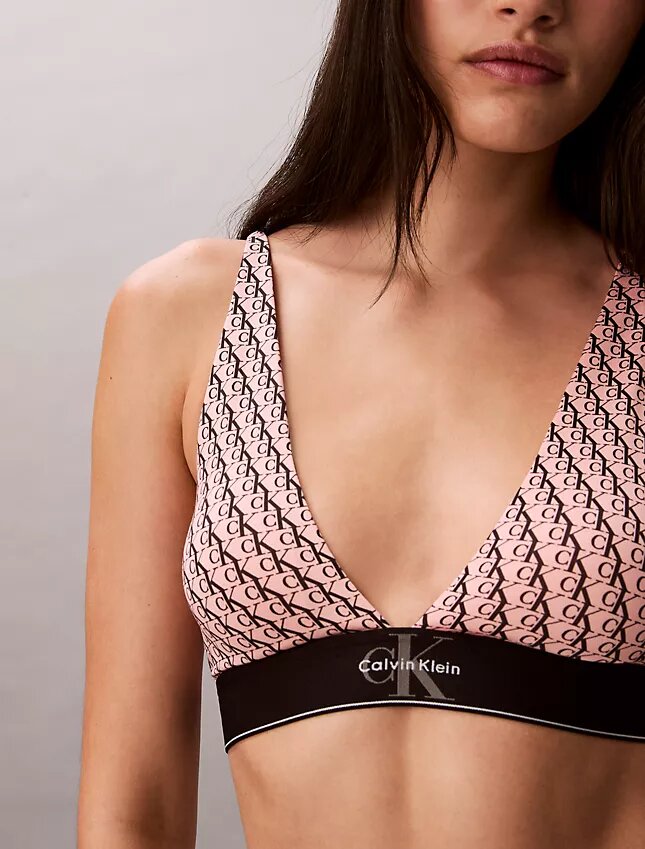 Elastyczny Bralette trójkątny z Microfiber z nadrukiem Monogramu i lekką podszewką Elastyczny Bralette trójkątny z Microfiber z nadrukiem Monogramu i lekką podszewką
