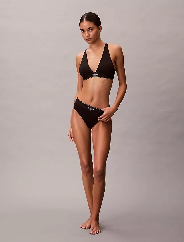 Elastyczny Bralette trójkątny z Microfiber z nadrukiem Monogramu i lekką podszewką Elastyczny Bralette trójkątny z Microfiber z nadrukiem Monogramu i lekką podszewką