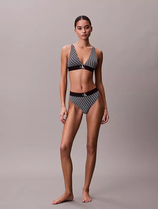 Elastyczny Bralette trójkątny z Microfiber z nadrukiem Monogramu i lekką podszewką Elastyczny Bralette trójkątny z Microfiber z nadrukiem Monogramu i lekką podszewką