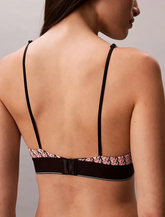 Elastyczny Bralette trójkątny z Microfiber z nadrukiem Monogramu i lekką podszewką Elastyczny Bralette trójkątny z Microfiber z nadrukiem Monogramu i lekką podszewką