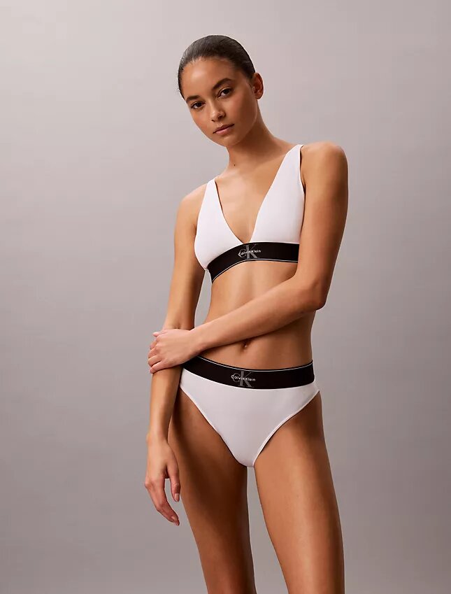 Elastyczny Bralette trójkątny z Microfiber z nadrukiem Monogramu i lekką podszewką Elastyczny Bralette trójkątny z Microfiber z nadrukiem Monogramu i lekką podszewką