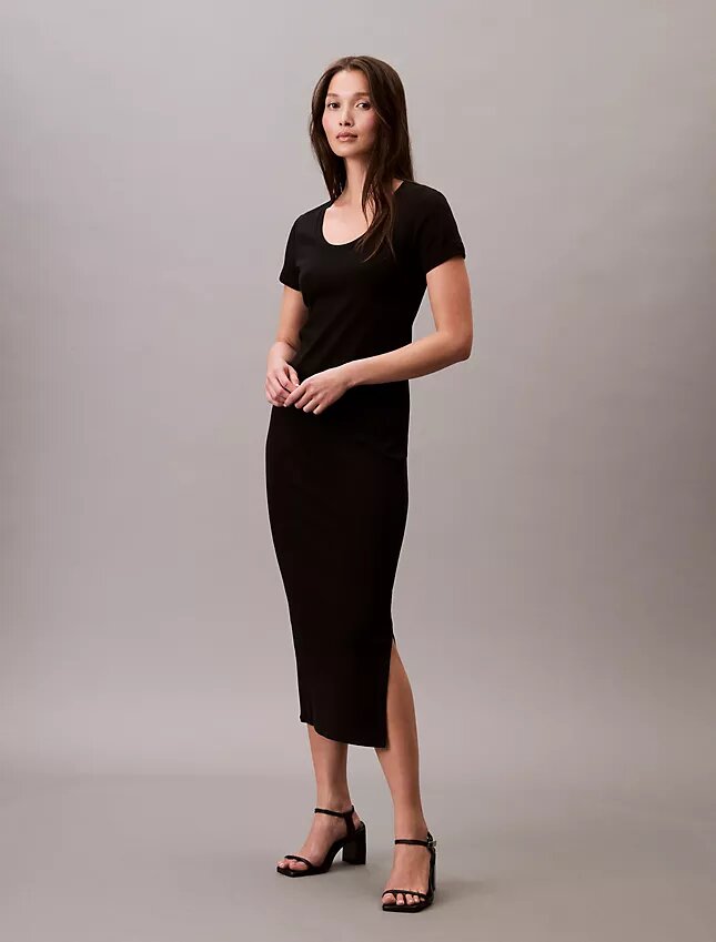 Elegancka bawełniana sukienka midi Elegancka bawełniana sukienka midi