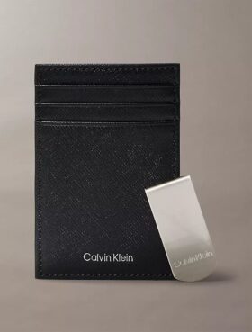 Elegancki etui na karty z saffiano + klips na banknoty