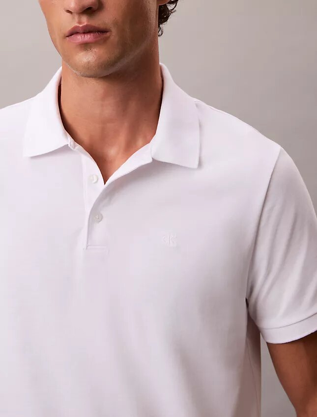 Gładka koszulka polo z Monogramem z mieszanki bawełny Gładka koszulka polo z Monogramem z mieszanki bawełny