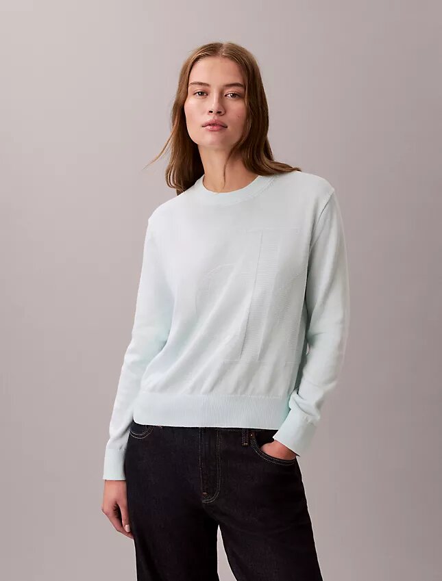 Gładki bawełniany sweter z Monogramem Gładki bawełniany sweter z Monogramem