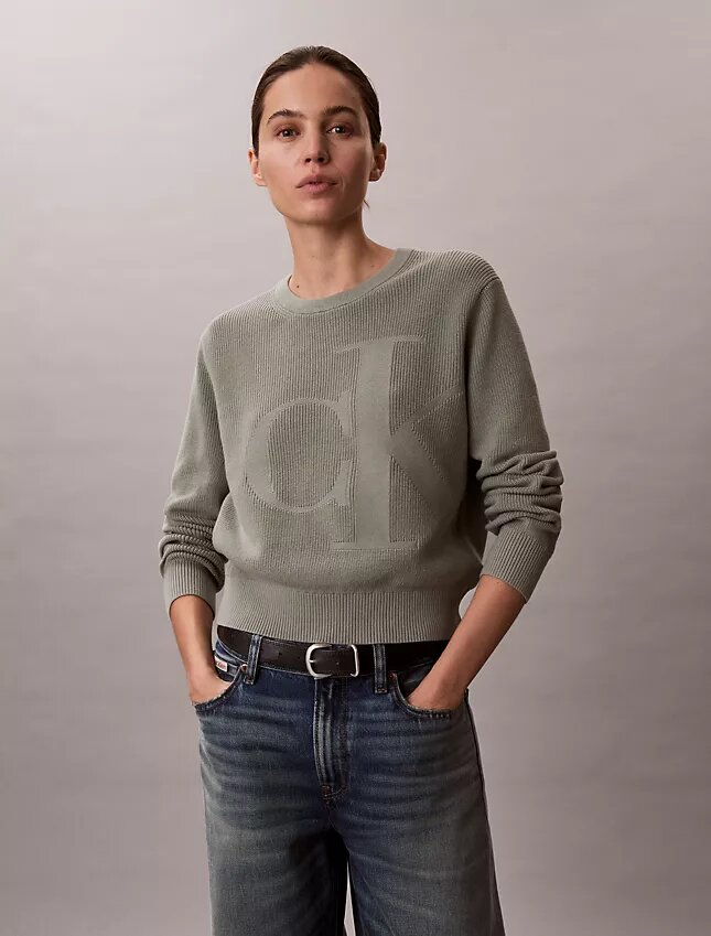 Gładki bawełniany sweter z Monogramem Gładki bawełniany sweter z Monogramem