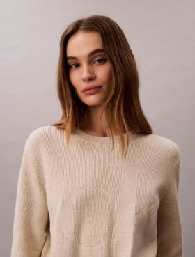 Gładki bawełniany sweter z Monogramem