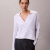 Gładki, luźny sweter polo z bawełny Gładki, luźny sweter polo z bawełny