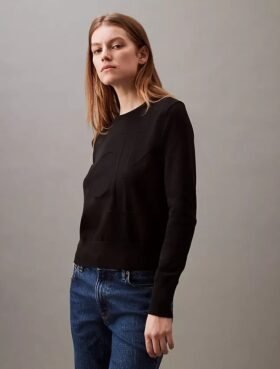 Gładki, luźny sweter z Monogramem Gładki, luźny sweter z Monogramem