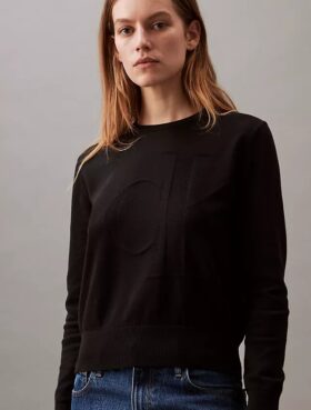 Gładki, luźny sweter z Monogramem Gładki, luźny sweter z Monogramem