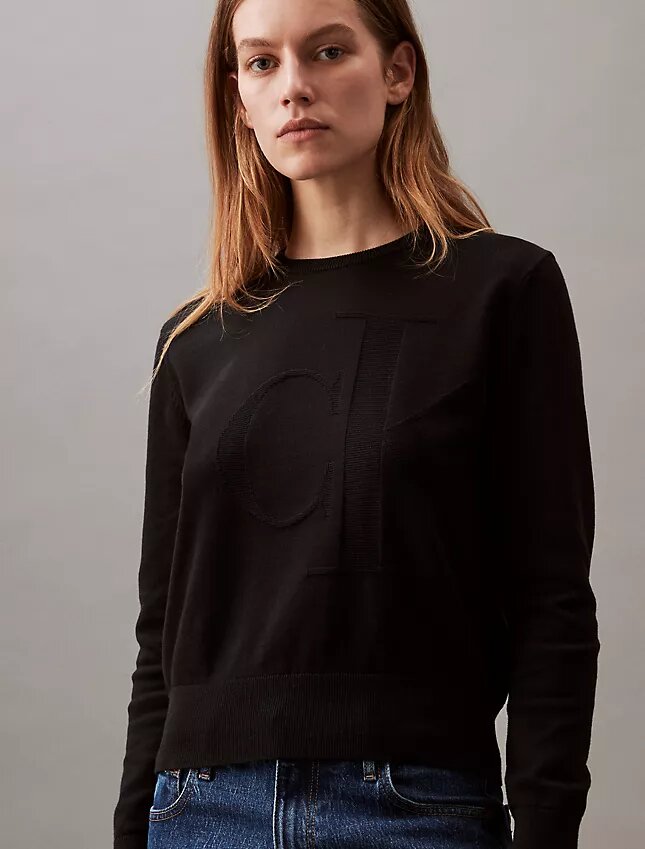 Gładki, luźny sweter z Monogramem Gładki, luźny sweter z Monogramem