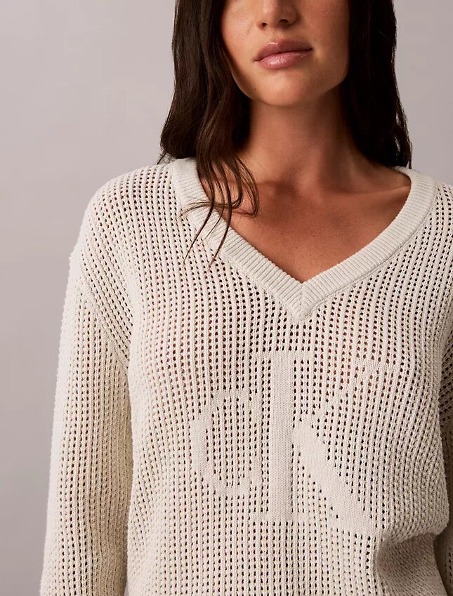 Gładki, luźny sweter z Monogramem Gładki, luźny sweter z Monogramem