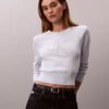 Gładki sweter z bawełny szenilowej z napisem Monologo Gładki sweter z bawełny szenilowej z napisem Monologo