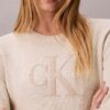 Gładki sweter z bawełny szenilowej z napisem Monologo Gładki sweter z bawełny szenilowej z napisem Monologo