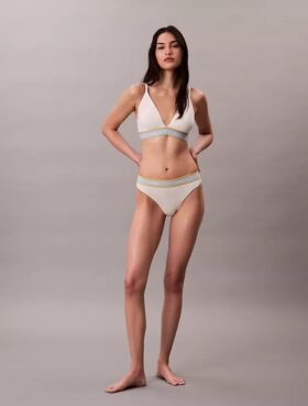 Ikoniczny bawełniano-Modalny biustonosz typu Bralette w paski, lekko podszyty, w kształcie trójkąta Ikoniczny bawełniano-Modalny biustonosz typu Bralette w paski, lekko podszyty, w kształcie trójkąta
