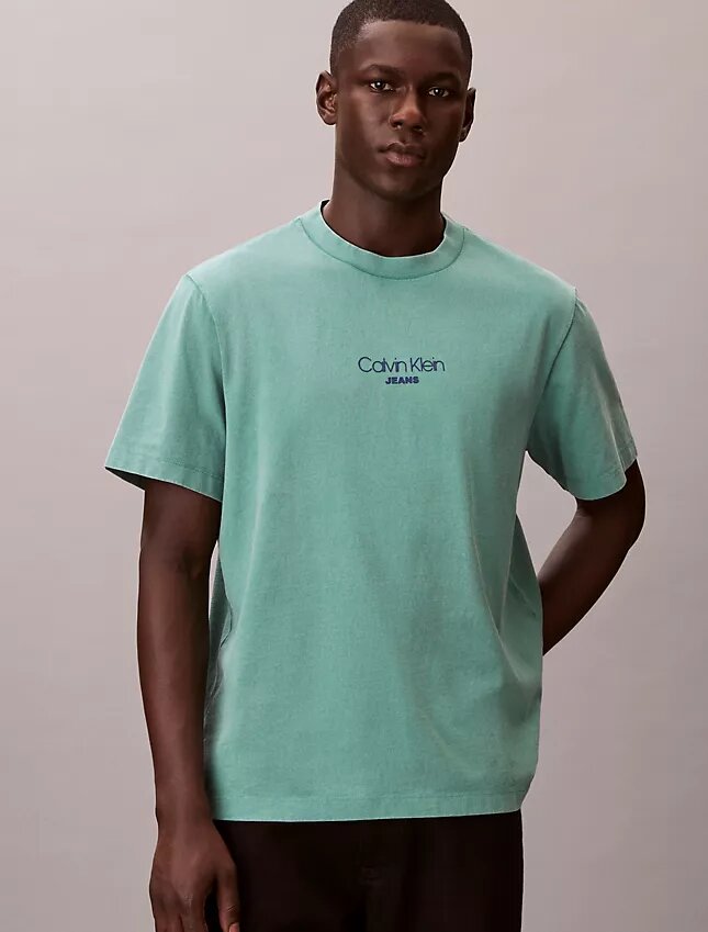 Klasyczna koszulka z nadrukiem logo w stylu acid wash Klasyczna koszulka z nadrukiem logo w stylu acid wash