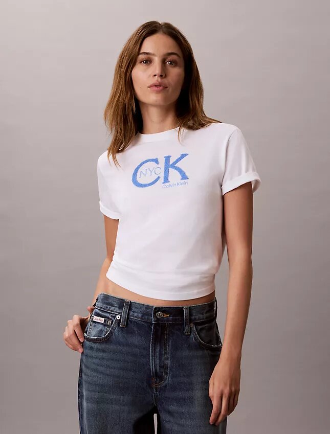 Klasyczna koszulka z nadrukiem Monogramu Nyc Klasyczna koszulka z nadrukiem Monogramu Nyc