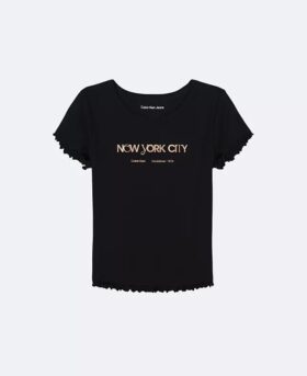 Klasyczna koszulka z nadrukiem z logo New York City dla dziewczynek