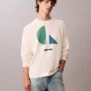 Klasyczny sweter z nadrukiem w stylu color block