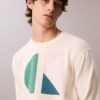 Klasyczny sweter z nadrukiem w stylu color block