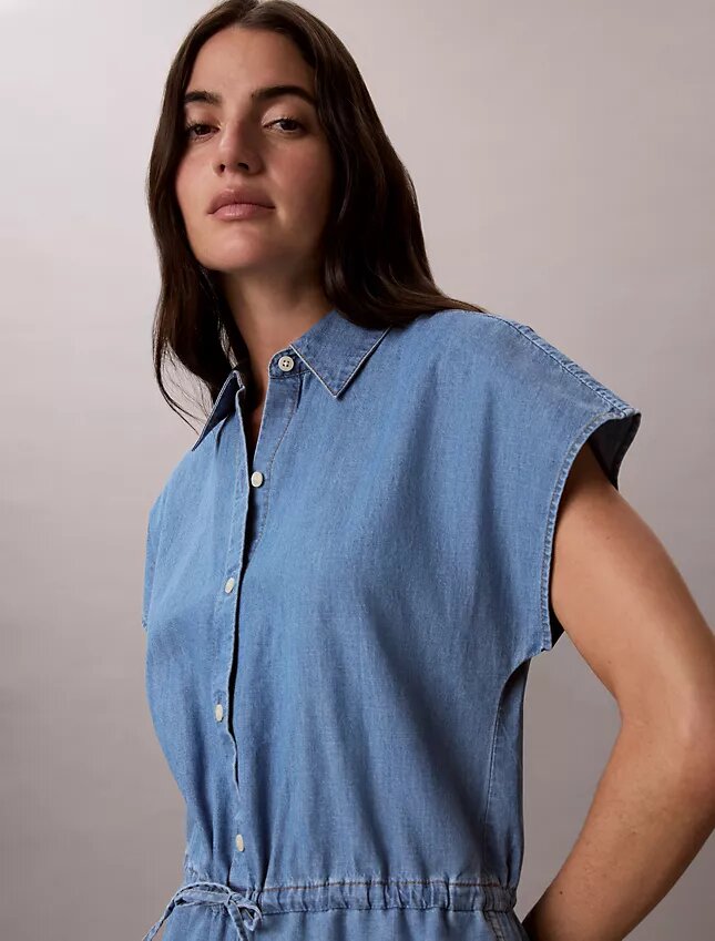 Kombinezon z pranej tkaniny chambray Kombinezon z pranej tkaniny chambray