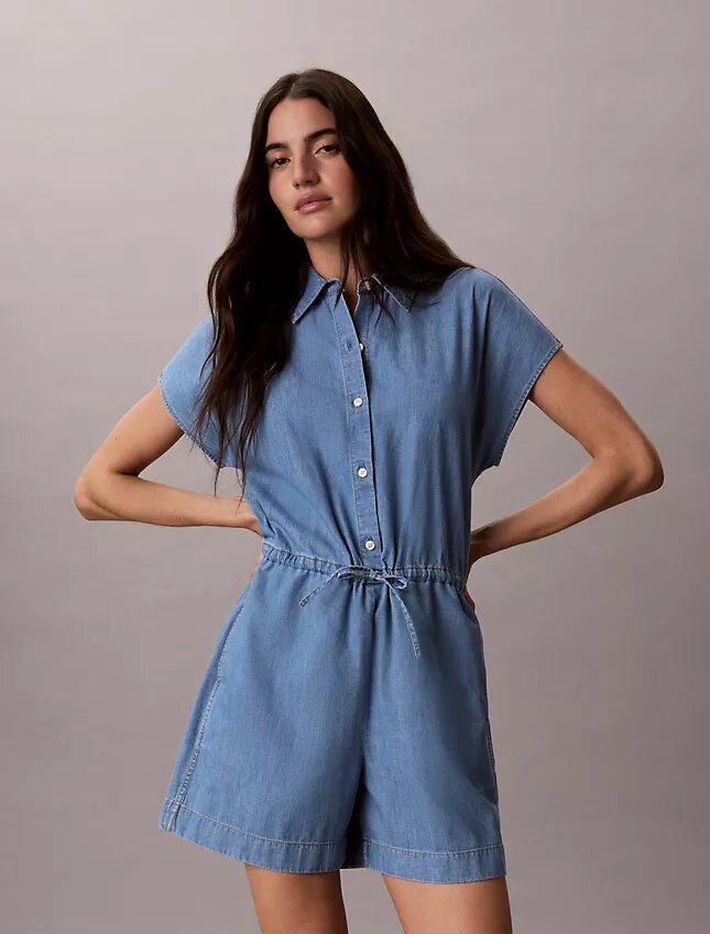 Kombinezon z pranej tkaniny chambray Kombinezon z pranej tkaniny chambray