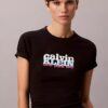Kontrastowa koszulka slim fit z nadrukiem logo Kontrastowa koszulka slim fit z nadrukiem logo