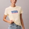Kontrastowa koszulka slim fit z nadrukiem logo Kontrastowa koszulka slim fit z nadrukiem logo