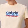 Kontrastowa koszulka slim fit z nadrukiem logo Kontrastowa koszulka slim fit z nadrukiem logo