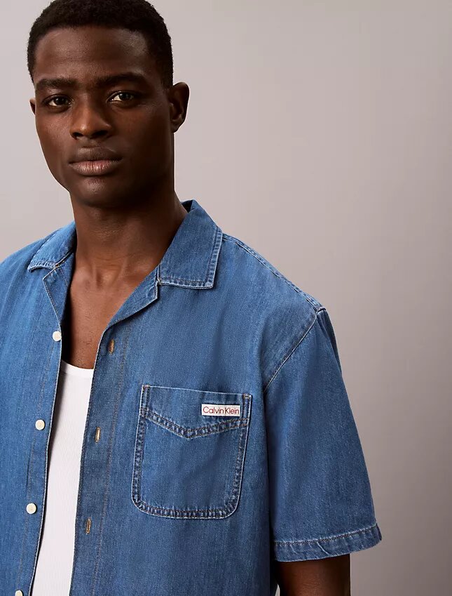 Koszula z denimu z domieszką lnu, zapinana na guziki Koszula z denimu z domieszką lnu, zapinana na guziki
