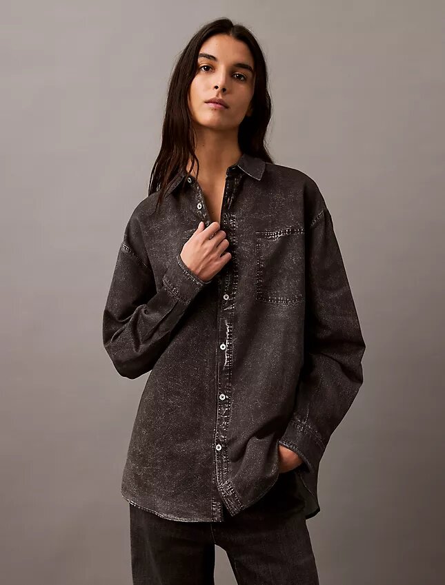 Koszula z guzikami w wzór Denim Koszula z guzikami w wzór Denim