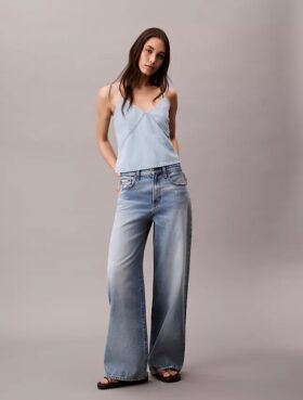 Koszulka bez rękawów z mieszanki Denim i lnu