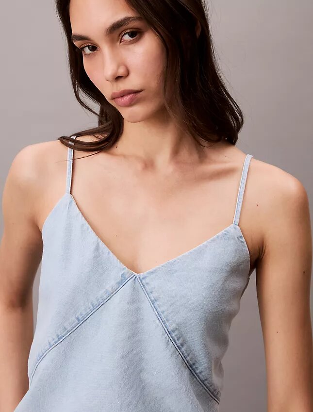 Koszulka bez rękawów z mieszanki Denim i lnu Koszulka bez rękawów z mieszanki Denim i lnu